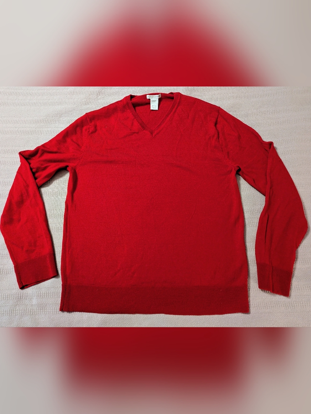 Gap Men's Red V-Neck 100% Italian Merino Wool Sweater. Sz L